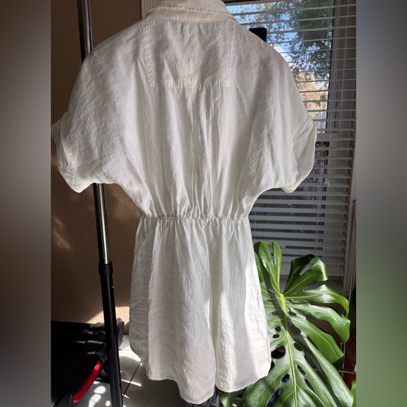Zara White Button-Front Linen Dress - Picture 2 of 6